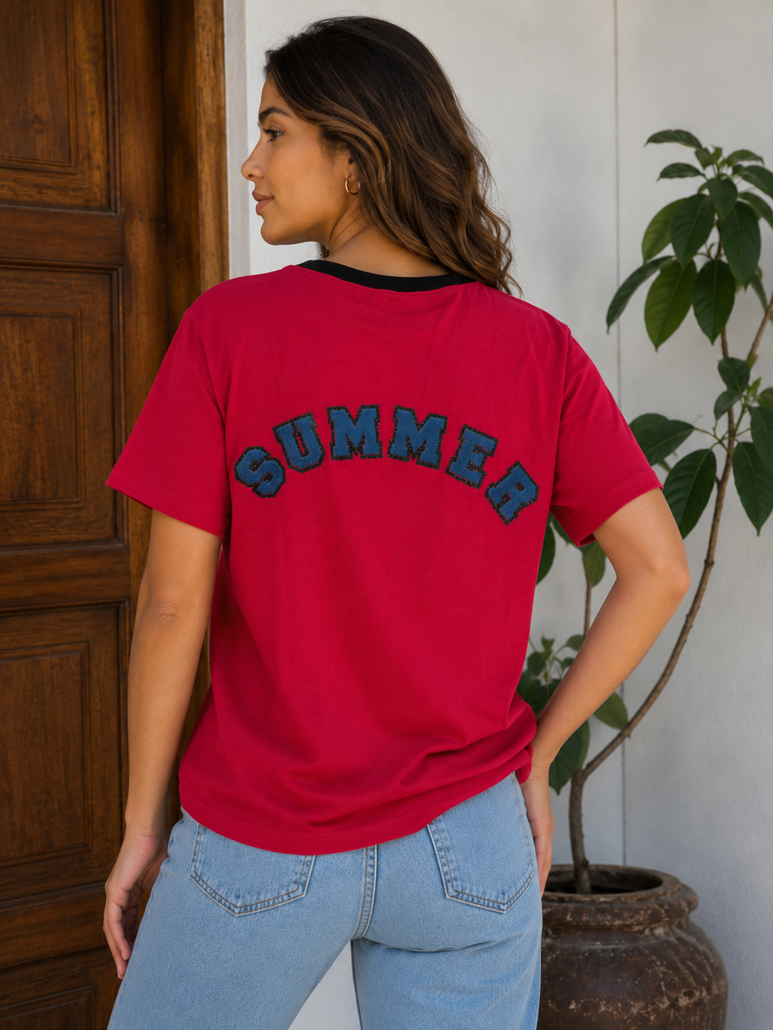 Camiseta Summer de mujer con diseño en espalda 3081