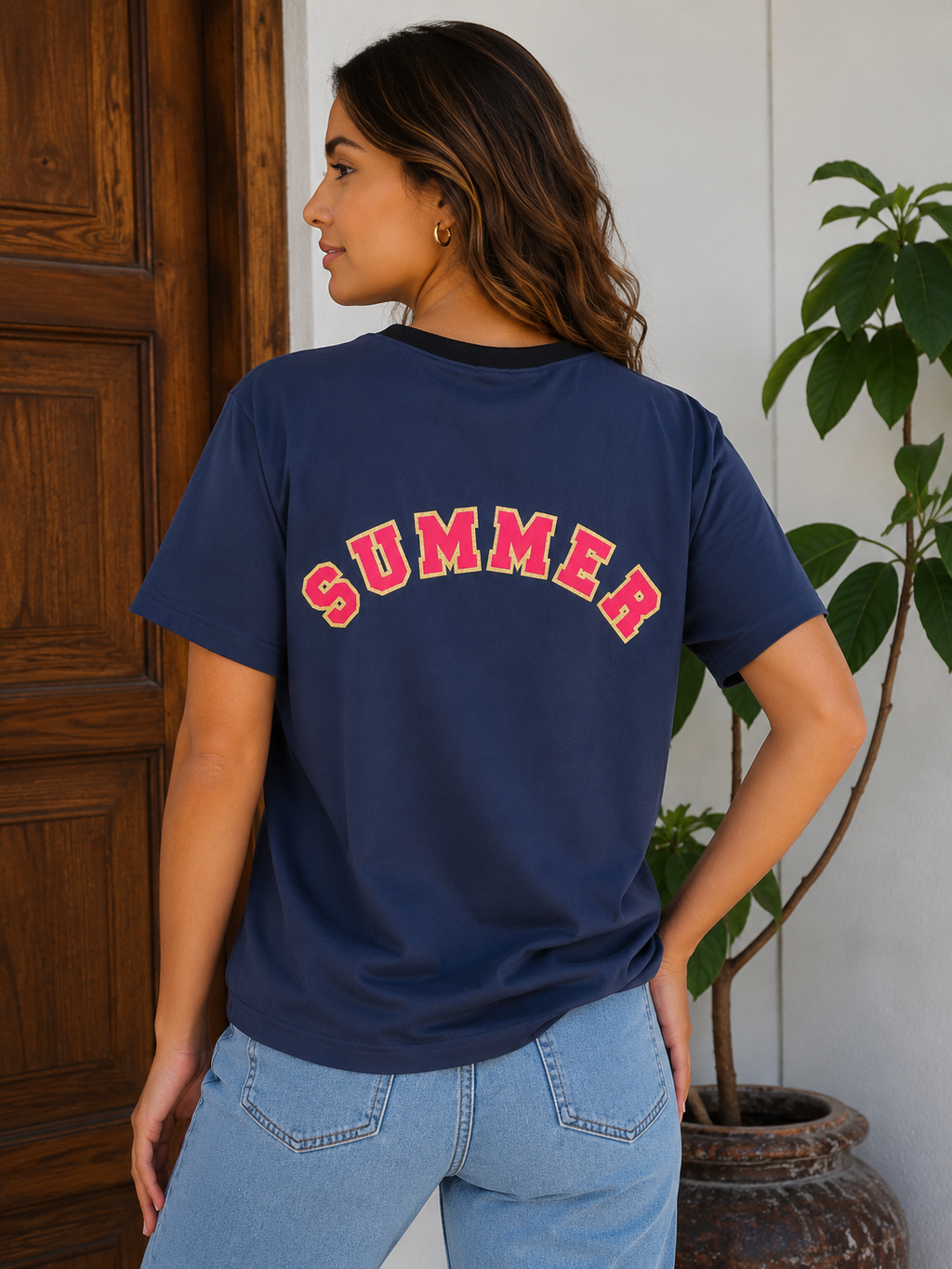 Camiseta Summer de mujer con diseño en espalda 3081